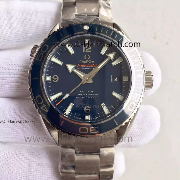 Super Clone Omega Seamaster 8500 Planet Ocean SS Blue Dial Watch